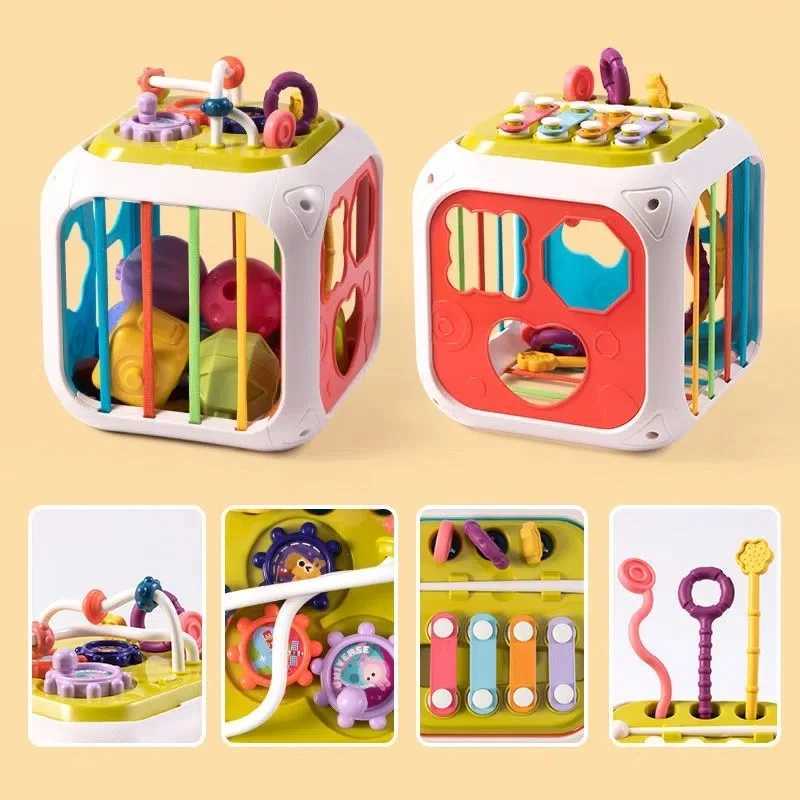 Sorting Nesting Stacking toys Montessori sensor toy baby activity cube shape sorting machine pull rope fine car training game stacking block 24323