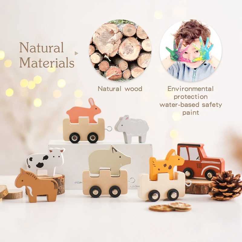 Tri nidification empilage jouets bébé en bois Montessori jouet ferme animal voiture vache lapin bloc empilage équilibre puzzle jeu éducation des enfants 24323