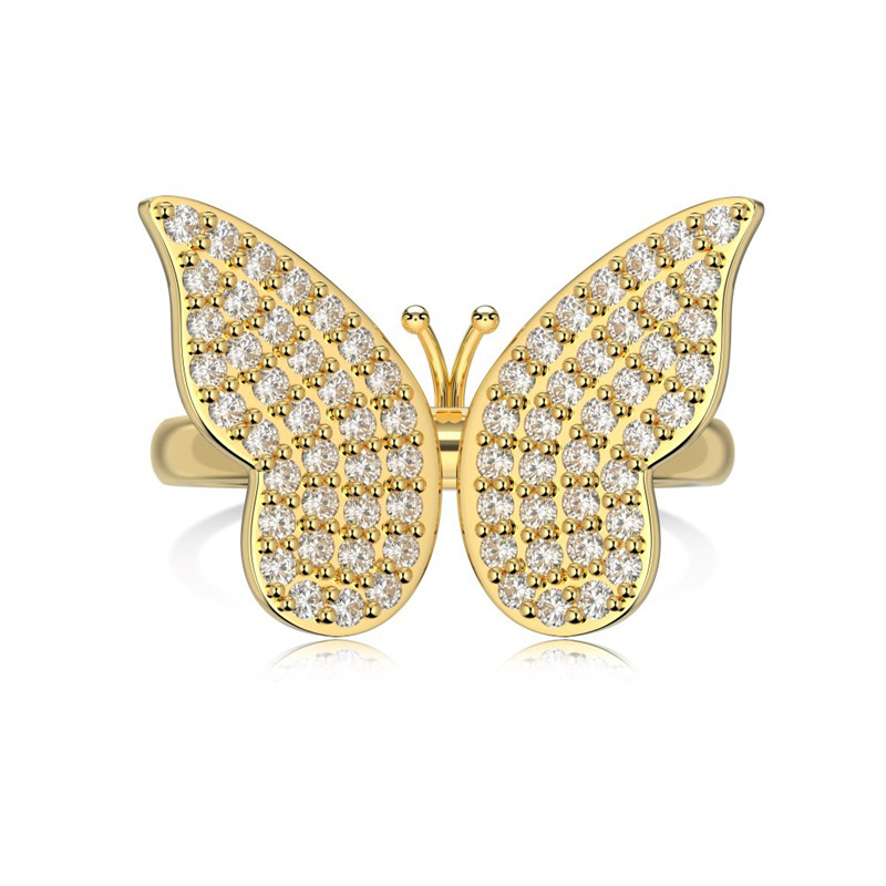 Vimtage Diamond Gold Butterfly Designer Rings for Women Party 925 Sterling Silver Ring Woman Luxury SMycken Kvinnor Dagliga outfit Travel Dating Presentlåda Storlek 6-9