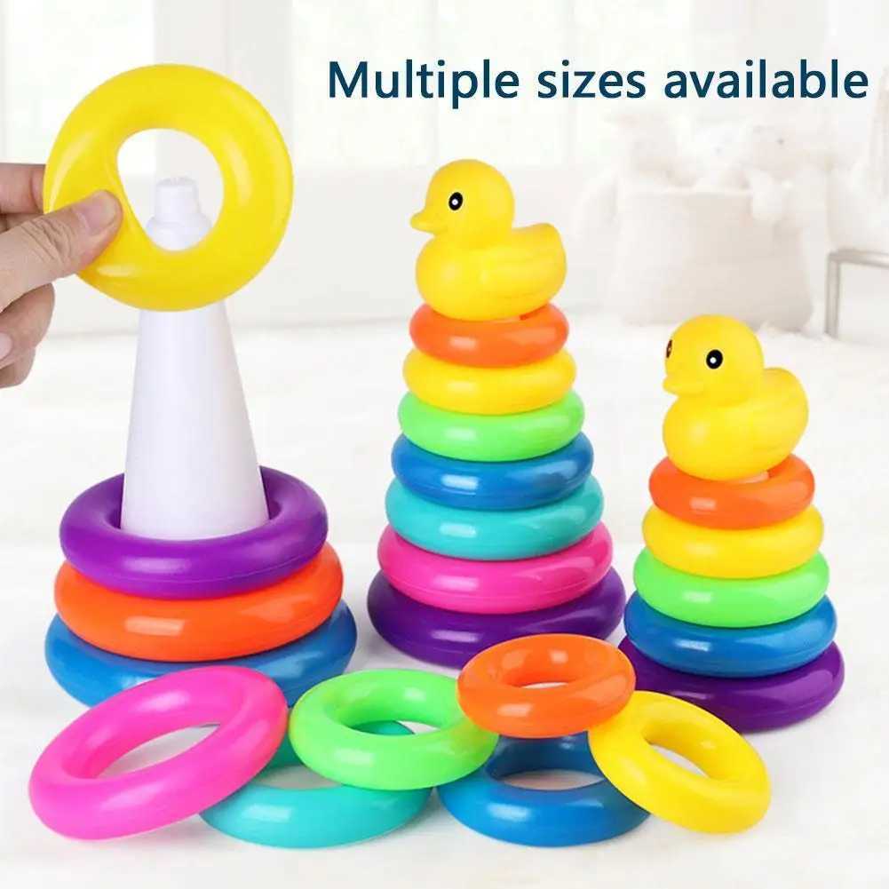 Sortieren von Niststapel -Spielzeug Kinderspielzeug Tower Cup Duck Baby Montessori Ausbildung Badezimmer Regenbogen Badewanne 24323