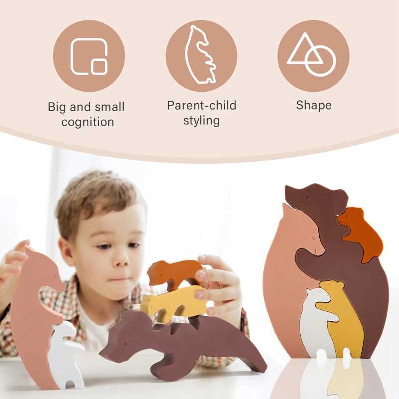 Sorteren Nestelen Stapelen speelgoed Scandinavische stijl houten blok baby Montessori kinderonderwijs speelgoed creatief dier puzzel stapelen constructor 24323