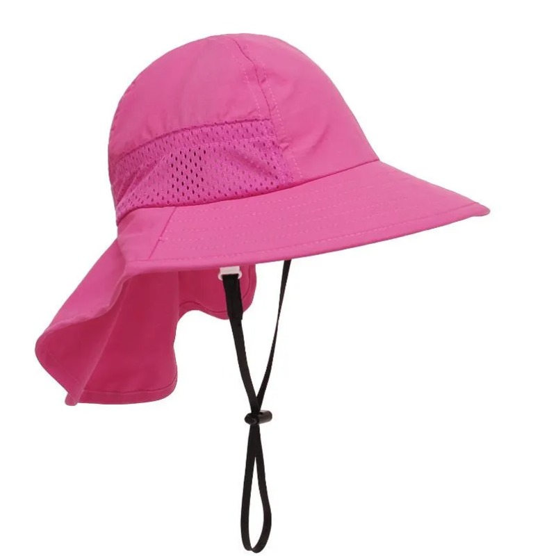 ベビーサンハット幼児の女の子の漁師帽子UV保護ビーチバイザーワイドブリムネックフラップ釣り帽子女の子の男の子メッシュ通気性キャップ6色