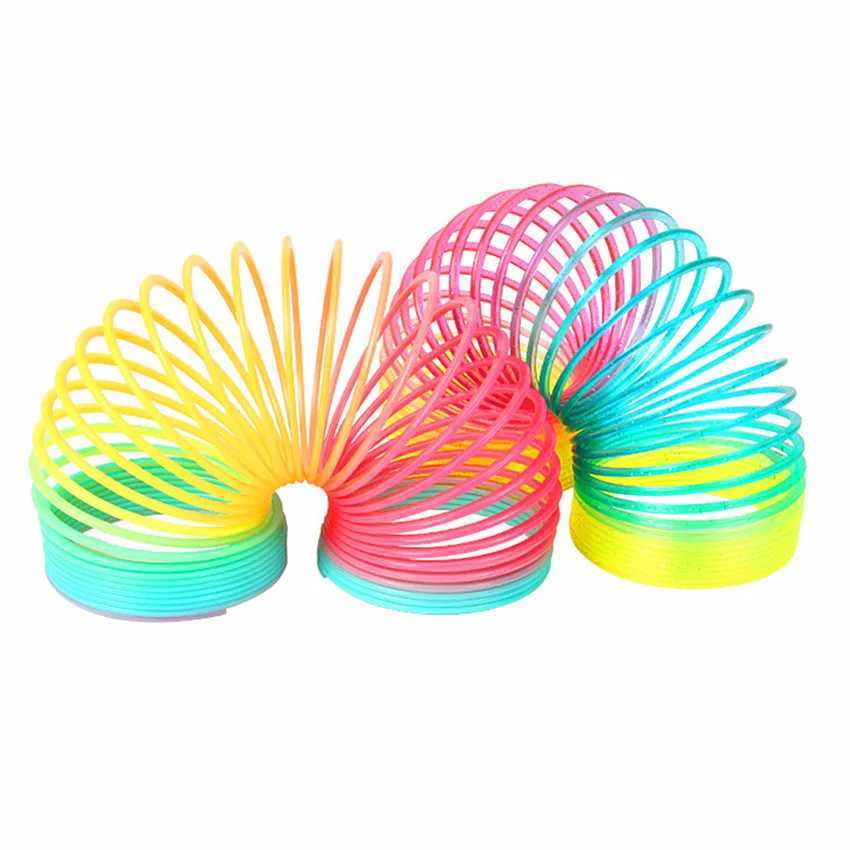 Sortera häckning stapling leksaker Rainbow Circle Fun Toy Early Development Education Folding Plastic Spring Coil Childrens Creative Magic 24323