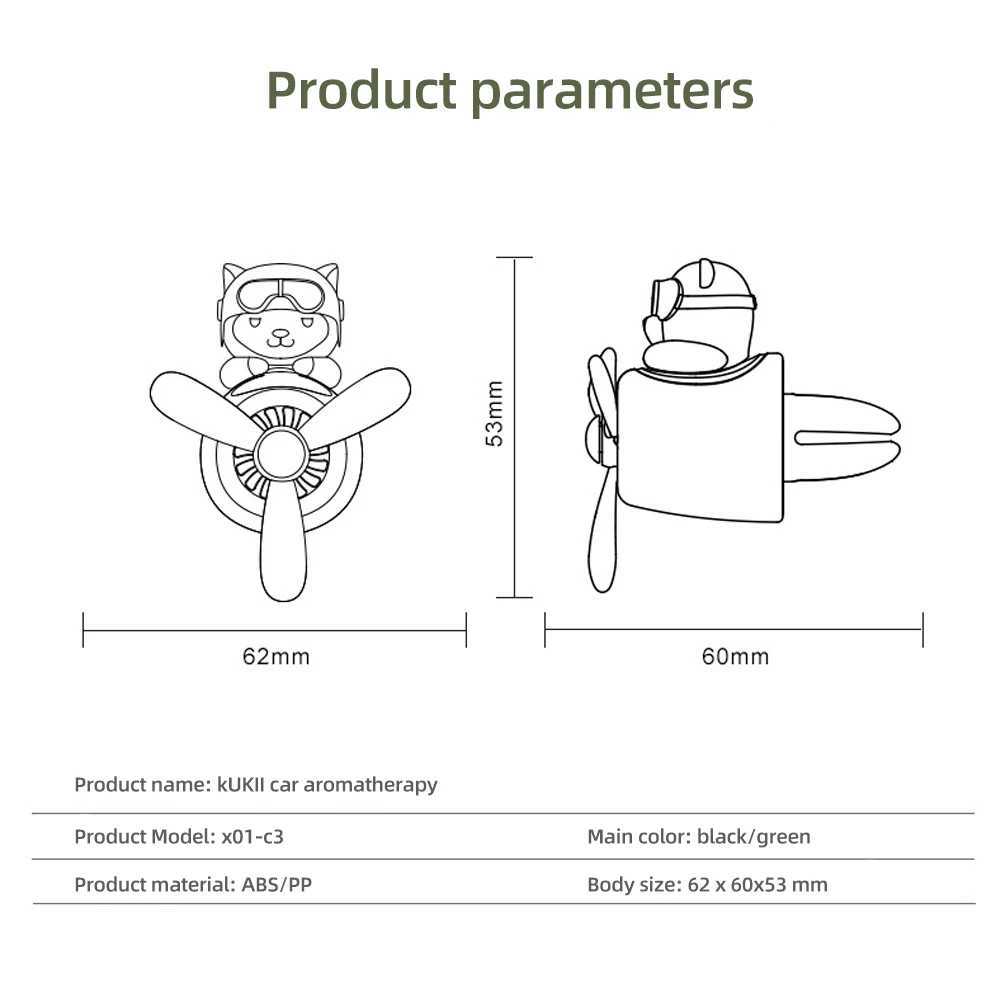 Bil luftfräschare bil luftfräschare björn pilot ventilation parfym diffusor roterande propeller luft utlopp parfym söt tecknad dekoration biltillbehör 24323