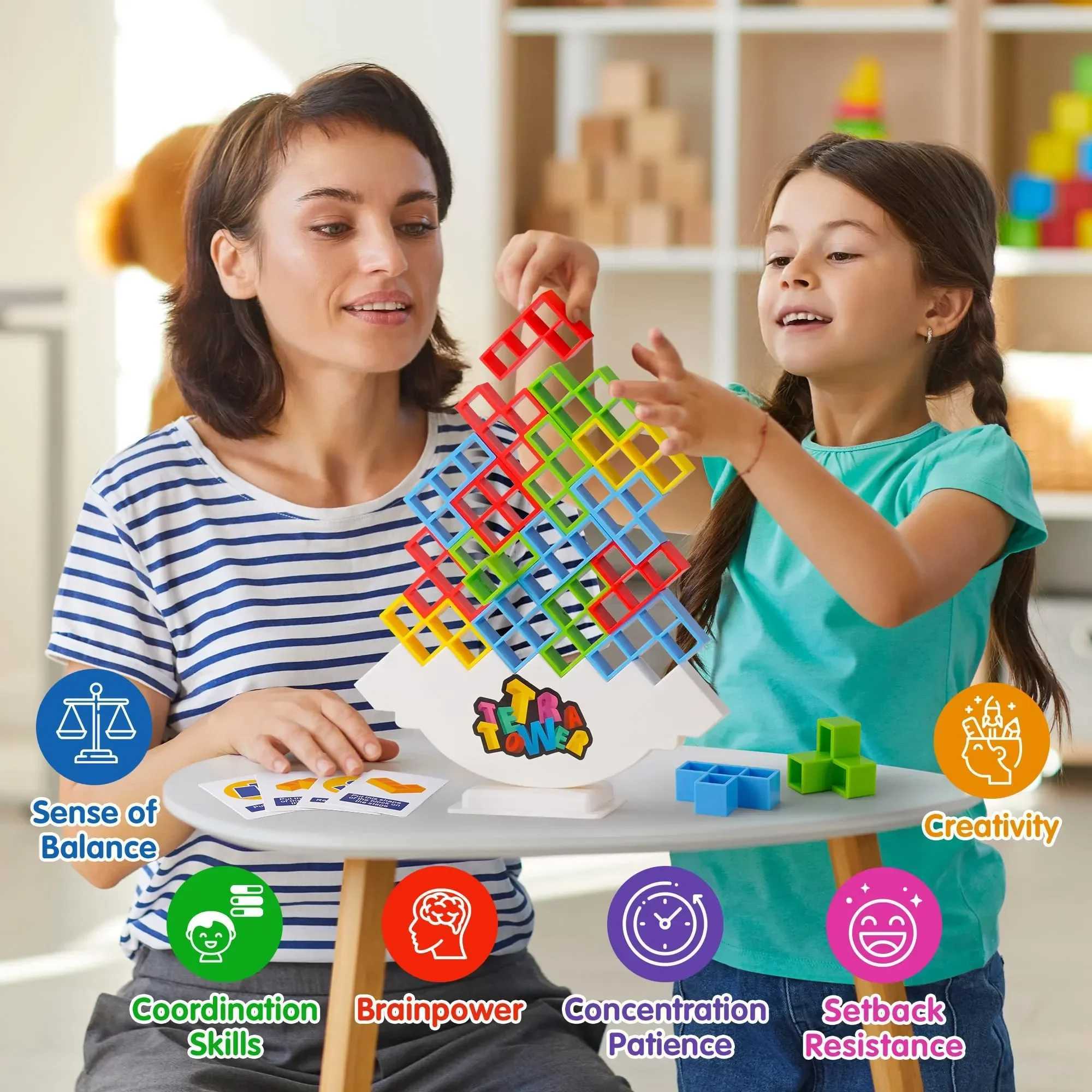 Stacking Sorting Nesting toys 48 Tetra Tower Fun Balance Stacked Block Checkerboard Games for Children Adults Team Dormitor 24323