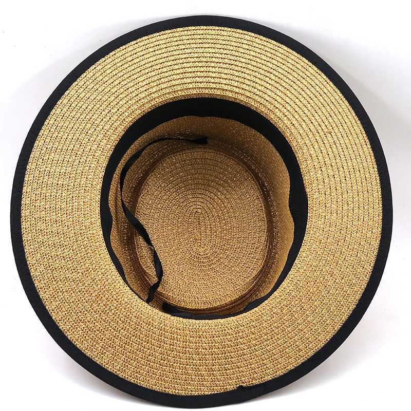 Wide Brim Hats Bucket Hats Summer Sun Hat Womens Fashion Girl Straight Hat Ribbon Bow Beach Hat Casual Grass Flat Top Panama Hat Bone Womens Visitor Hat 24323