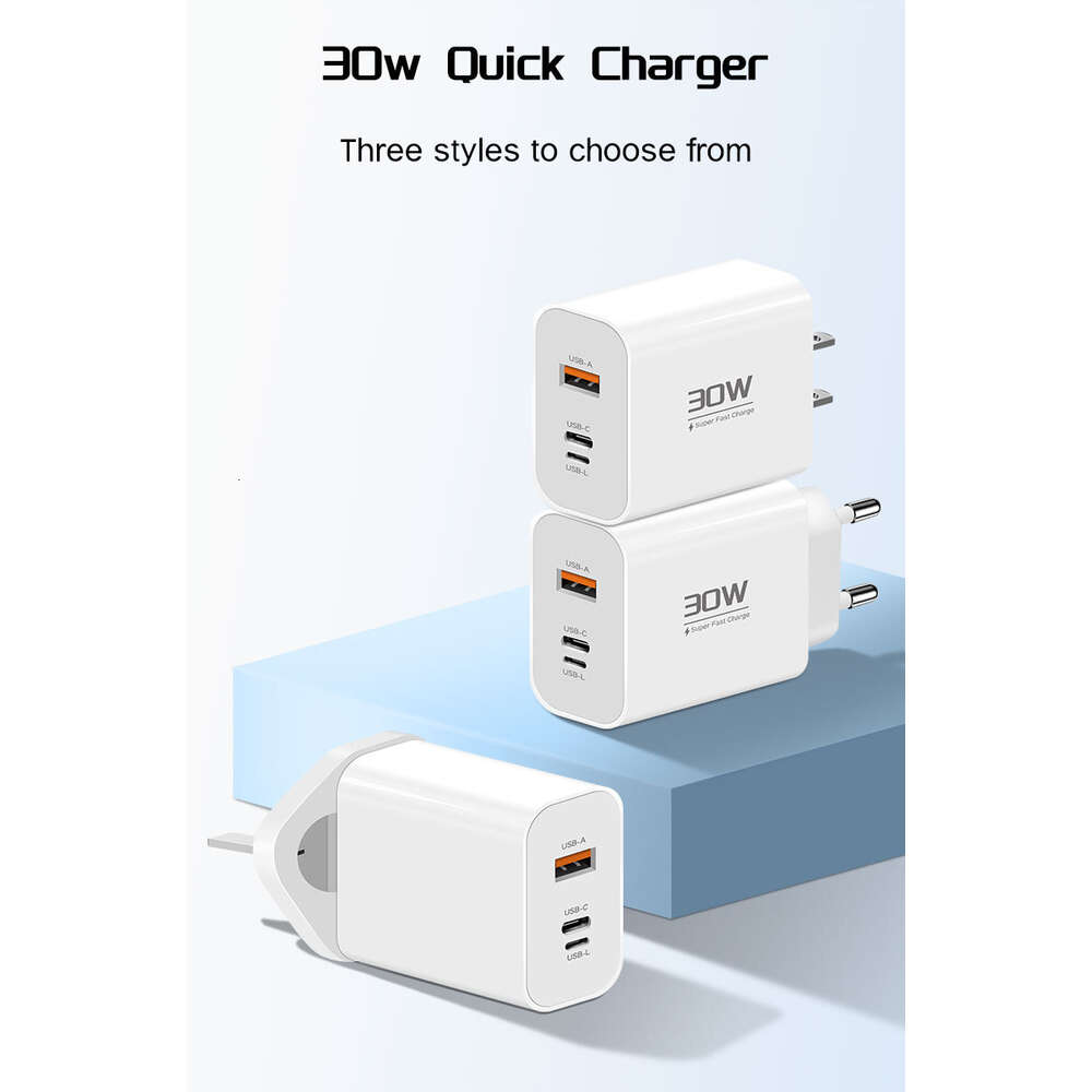 PD30W الشاحن العكسي المعيار لـ iPhone 15 Huawei Xiaomi Fast Charging Adapter