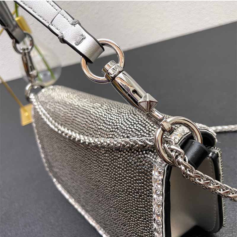 Designer shoulder bag with chains Women LOCO Pearl diamond handbag Fashion magnetic button switch Crossbody purse Soft sheepskin lining luxury Totes Clutch bag