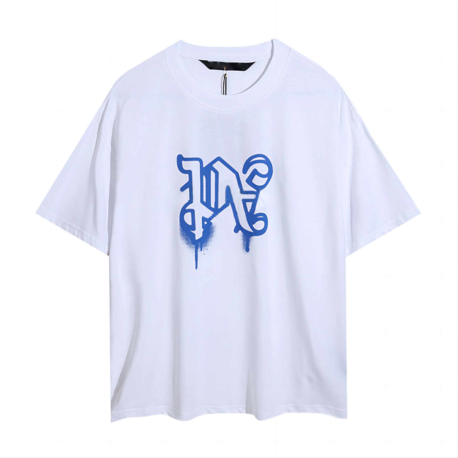 24SS 유럽과 미국 여름 새로운 느슨한 남성과 여성 티셔츠 낙서 낙서 문자 라운드 넥 짧은 슬리브 S-XXL.