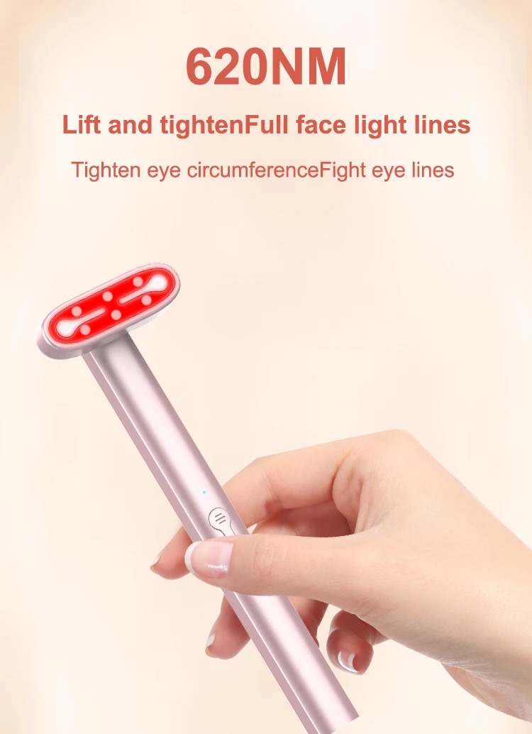 7 cores LED terapia de luz vermelha para olhos, rosto e pescoço LED dispositivo de terapia de luz facial ferramenta recarregável para cuidados com a pele massagem facial varinha de beleza