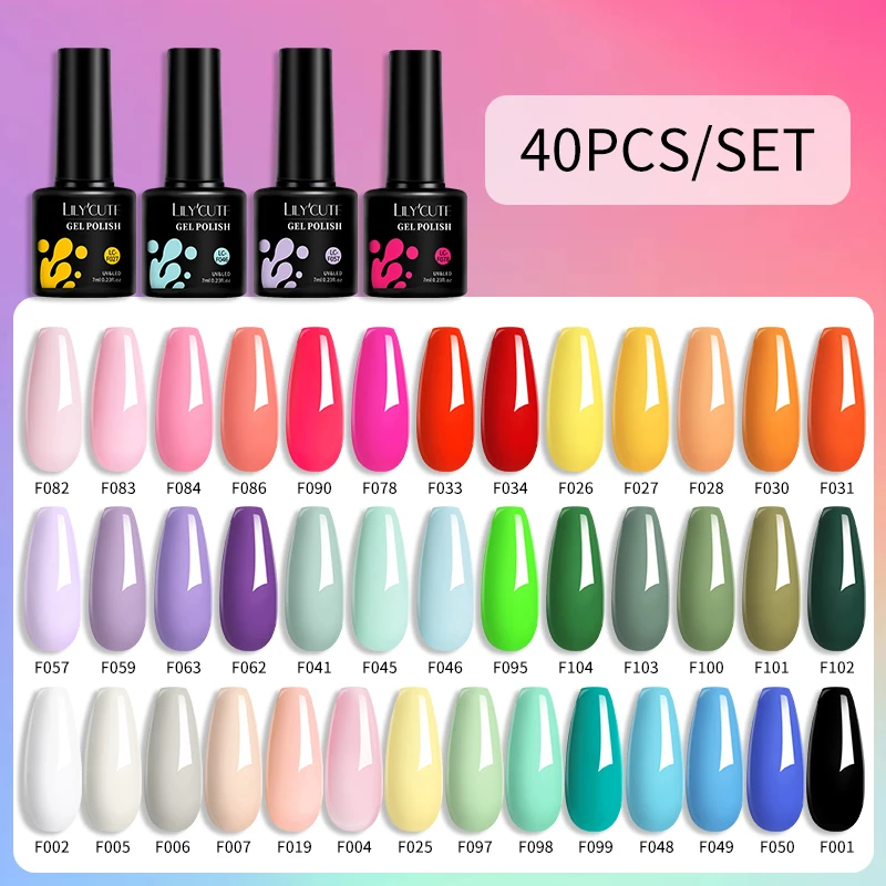 Guns Lilycute 7ml Gel Nail Polish Set Nail Art Colorful Glitter Nail Gel Kit Vernis Semi Permanent Manicure Set Soak Off Uv Gel