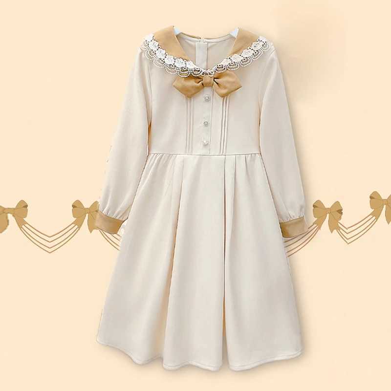 Robes de fille Adolescente Style préparatoire Fille Vêtements Princesse Fête Printemps / Été Vêtements pour enfants à manches longues Robe 6 8 10 14 ans 24323