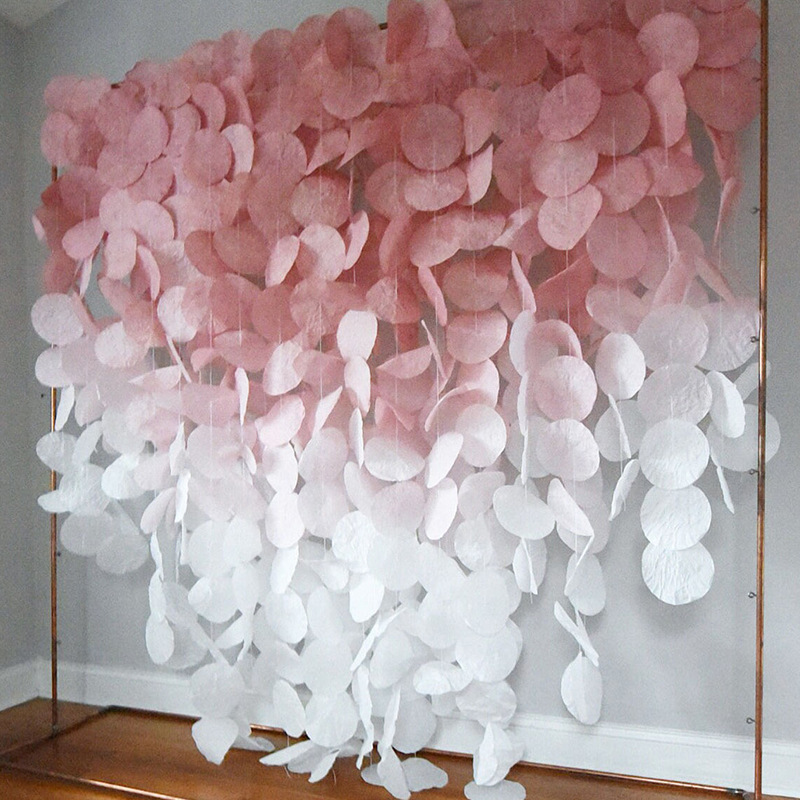 Décorations de mariage en papier froissé, pièces rondes, pull fleur dégradé, mur d'art