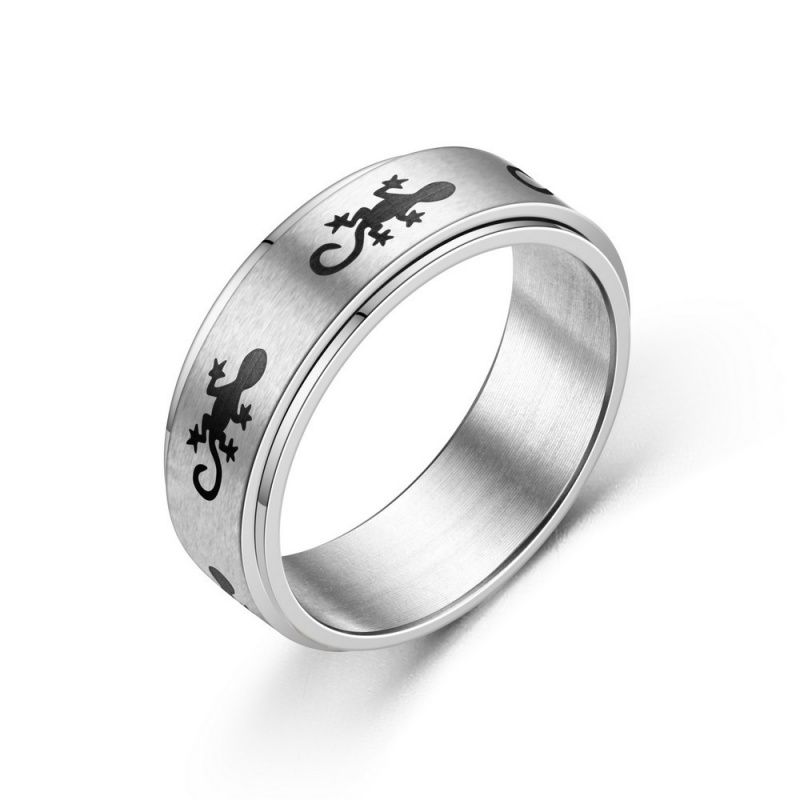 8MM Druck Drachen Katze Spinning Angst Designer Band Ring für Frauen Männer Ringe Edelstahl Anti Stress Ring drehen Geschenk