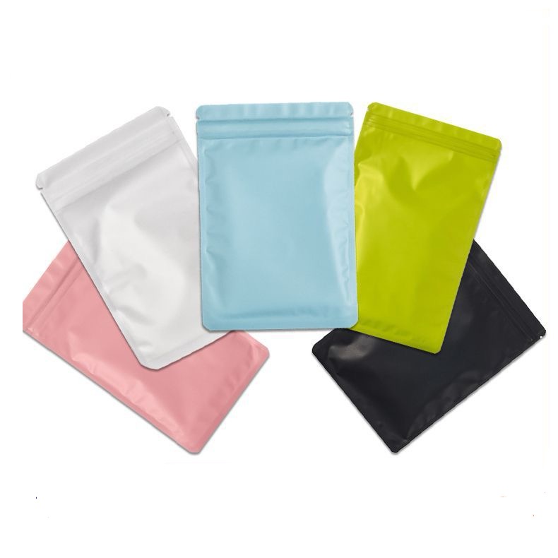 Sacs en Mylar à fermeture éclair refermables de couleur mate, sacs personnalisés en aluminium pour le stockage des aliments, pochette anti-odeur en plastique en stock, personnalisation 6x10cm, vente en gros