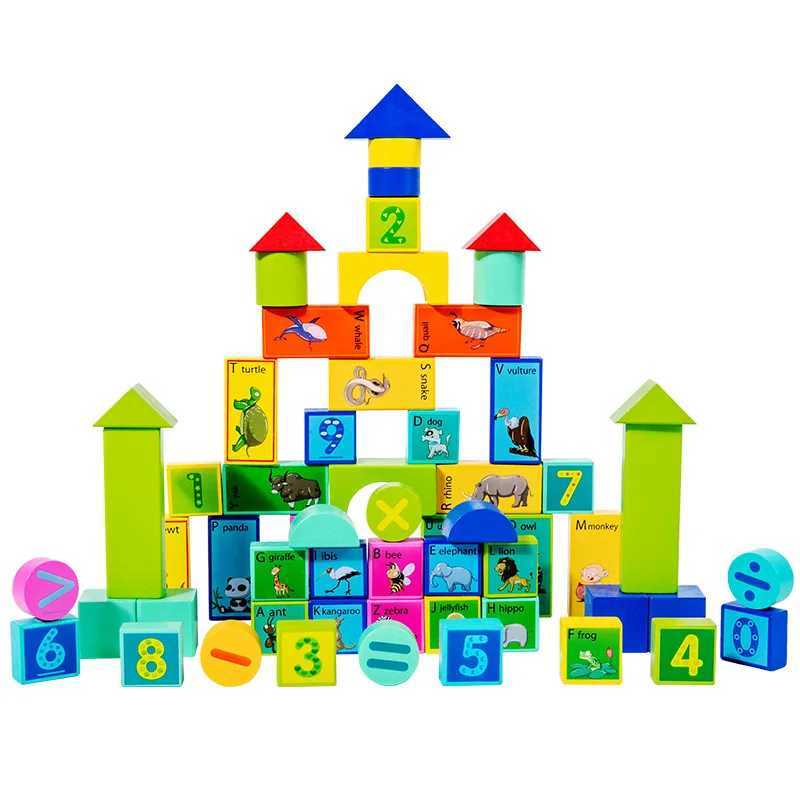 Ordinamento Nidificazione Impilabile giocattoli 60 pezzi/25 pezzi Montessori blocchi impilabili arcobaleno in legno macchine assemblaggio cognizione digitale animale architettonico 24323