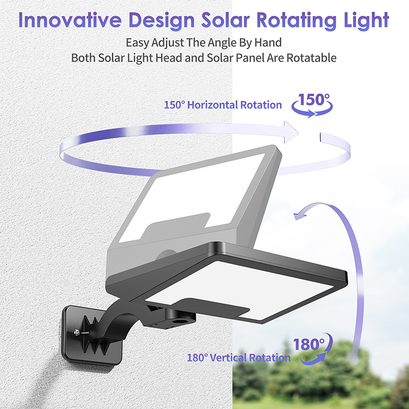 Luz solar rotativa manual multiângulo, 5 anos de garantia, painel mono, luz solar de parede, poeira ao amanhecer