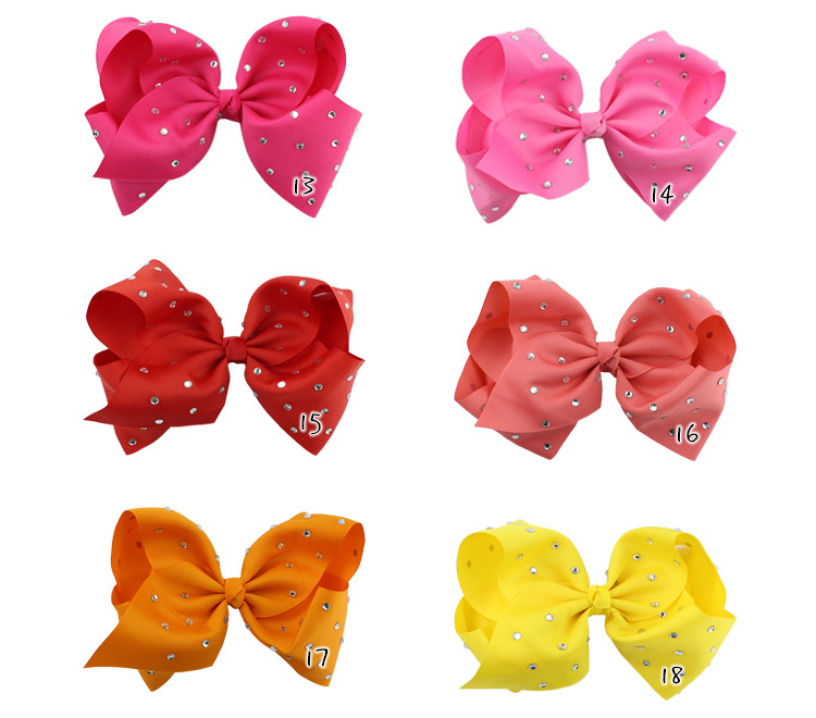 8 بوصة Jojo Rhinestone Hair Bow مع مقطع لمدرسة الأطفال الأطفال الباستيل القوس 16 ألوان الأطفال ملحقات الشعر