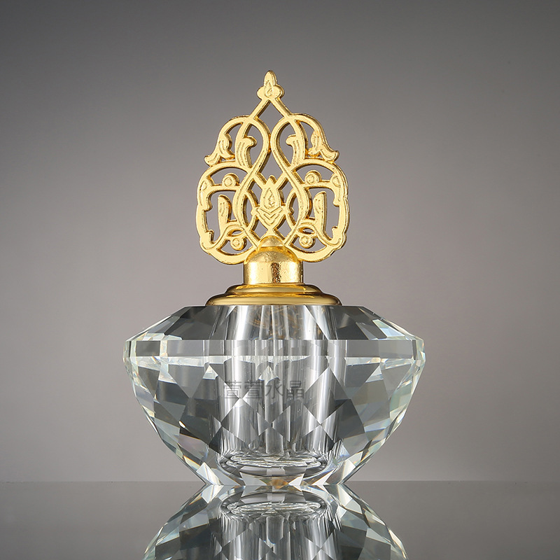 Bouteille d'huile essentielle en verre boule de cristal de 3ml, bouteille de parfum transparente créative, bouteille simple en bois d'agar, ornements cadeaux artisanaux