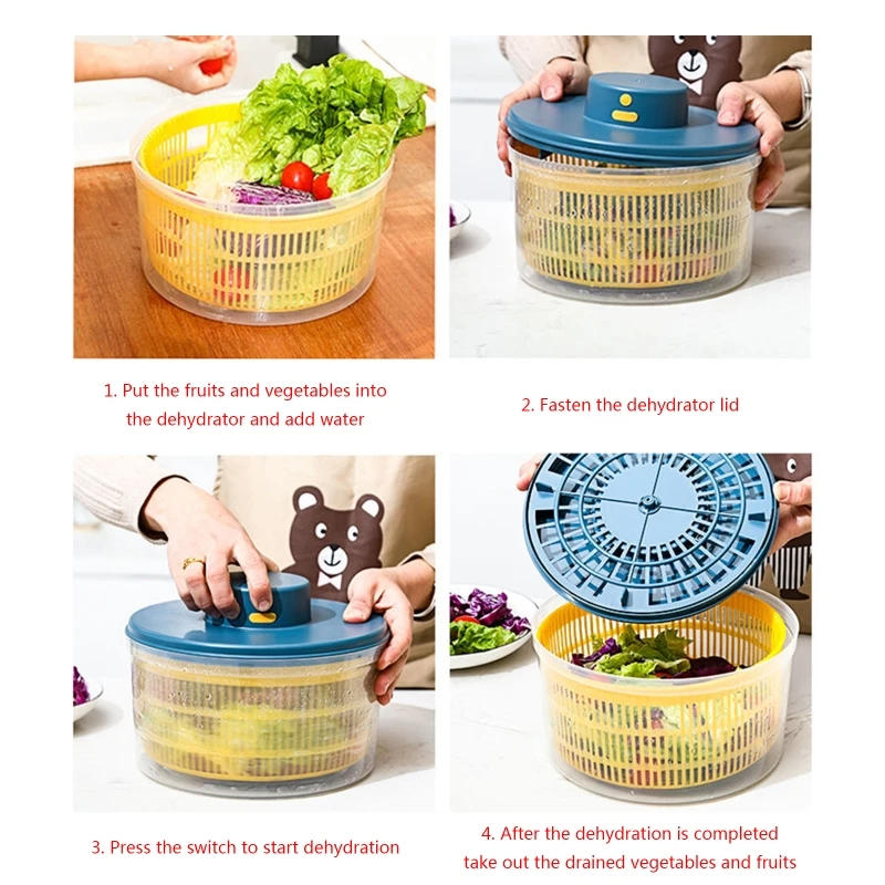 Outils essoreuse à légumes et fruits panier de vidange électrique en plastique maison Mini sèche-linge Spinner outil de cuisine 10 secondes pour égoutter
