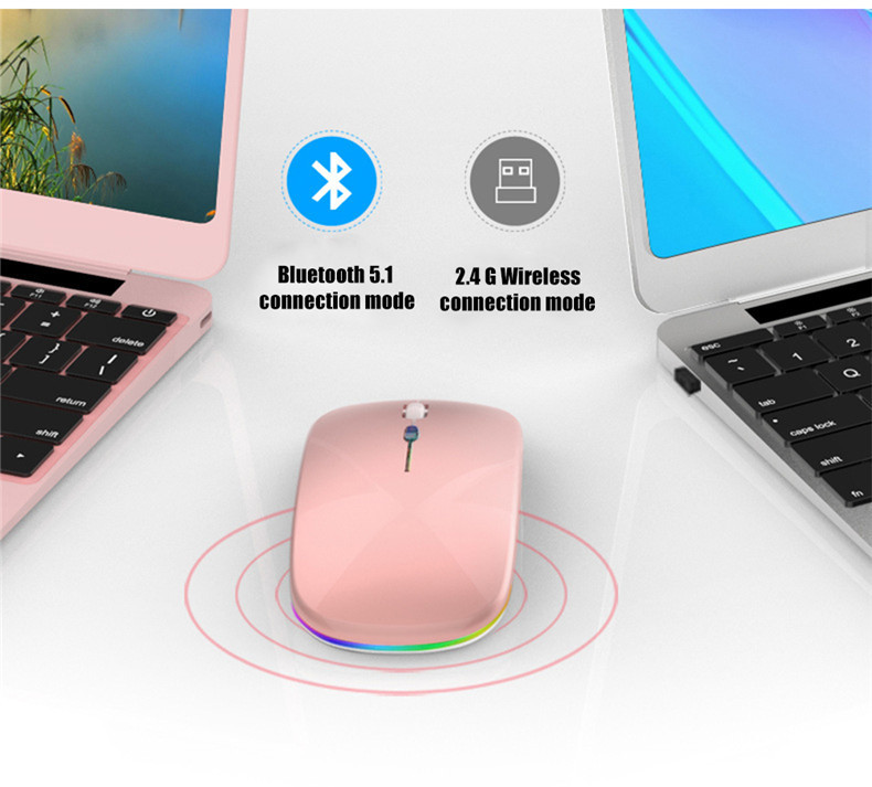 Wireless mouse, ultra-thin rechargeable silent mouse, 2.4G portable USB optical computer mouse with USB receiver