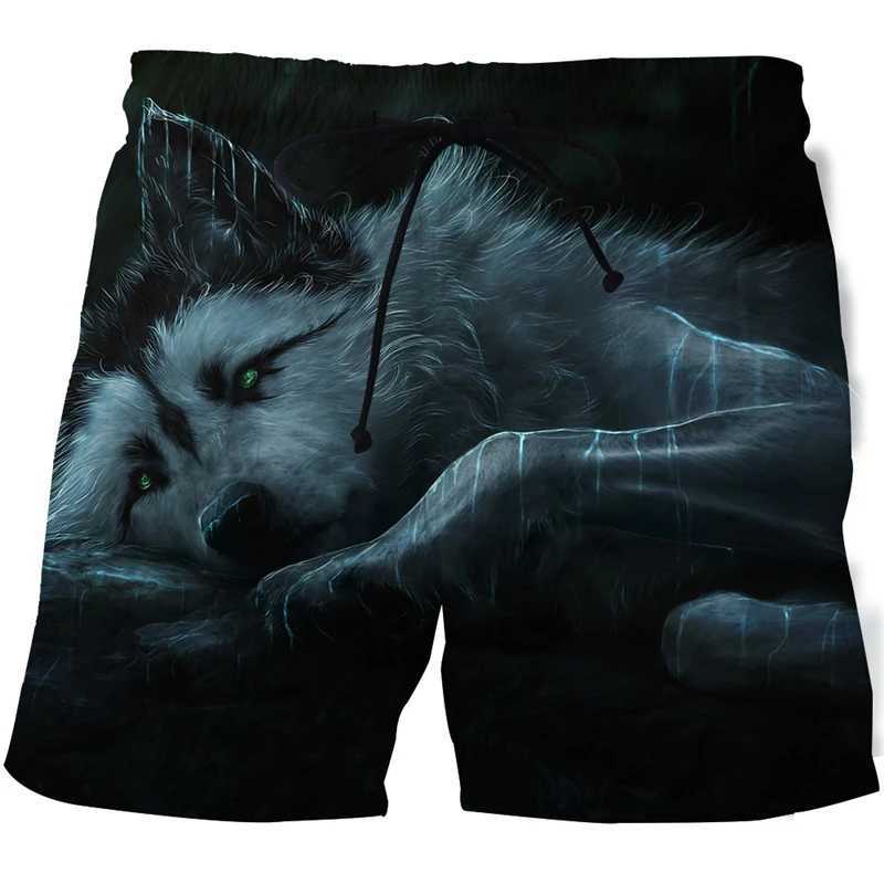 Shorts masculins Fashion Summer Mens Animal Wolf Shorts 3d Shorts imprimés pour hommes shorts pour hommes Pantalons sportifs décontractés 24323