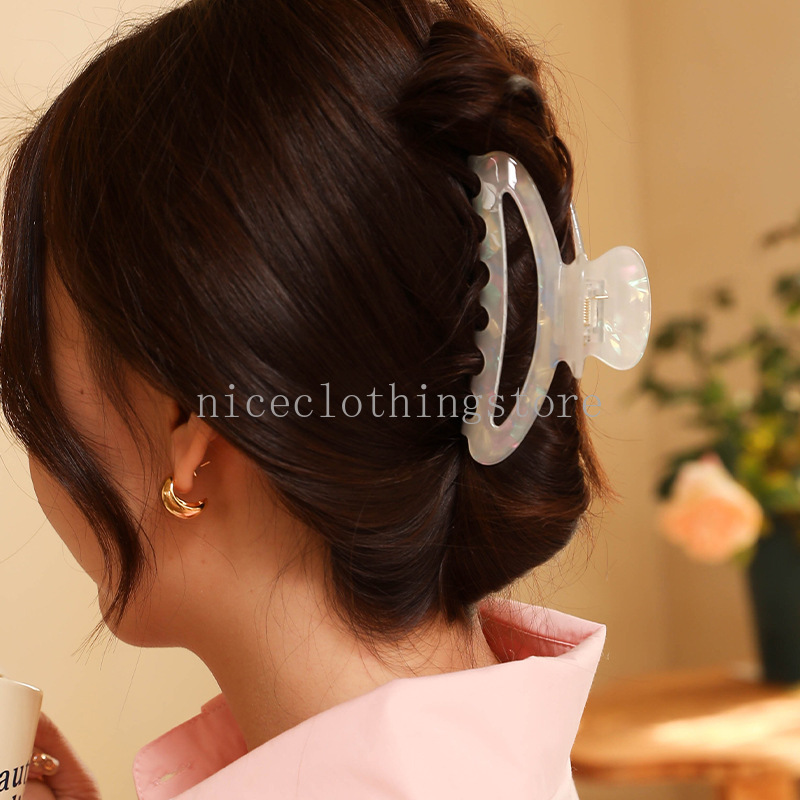 Nieuwe Koreaanse stijl witte acetaat haarklauwen krab vrouwelijke vintage elegante zeemeermin kleur grote haai clip klem haaraccessoires cadeau