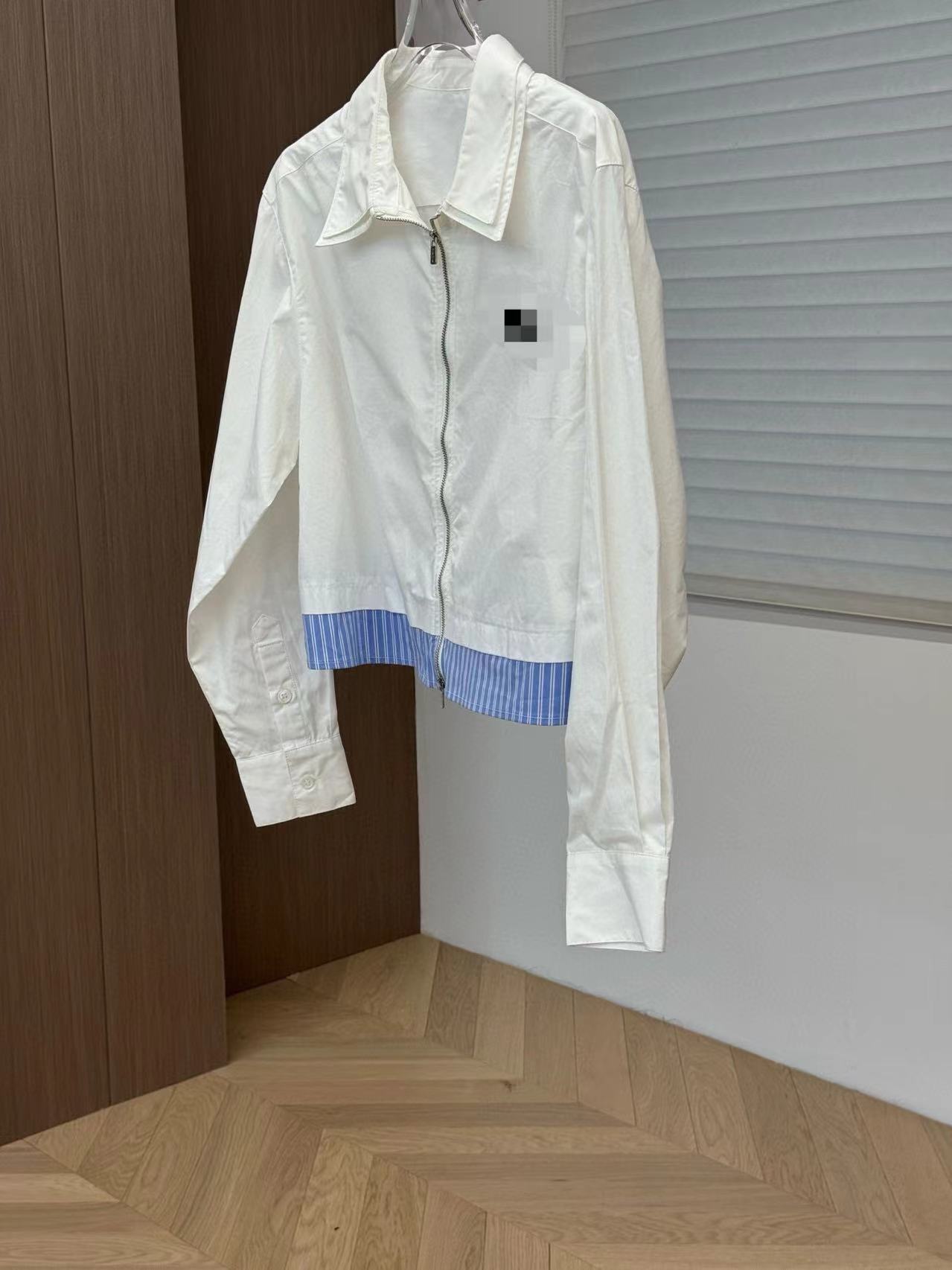 2024 White Lapel Neck Panelled Zipper Women's Coats Designer Long Sleeves Women's Jackets 3234