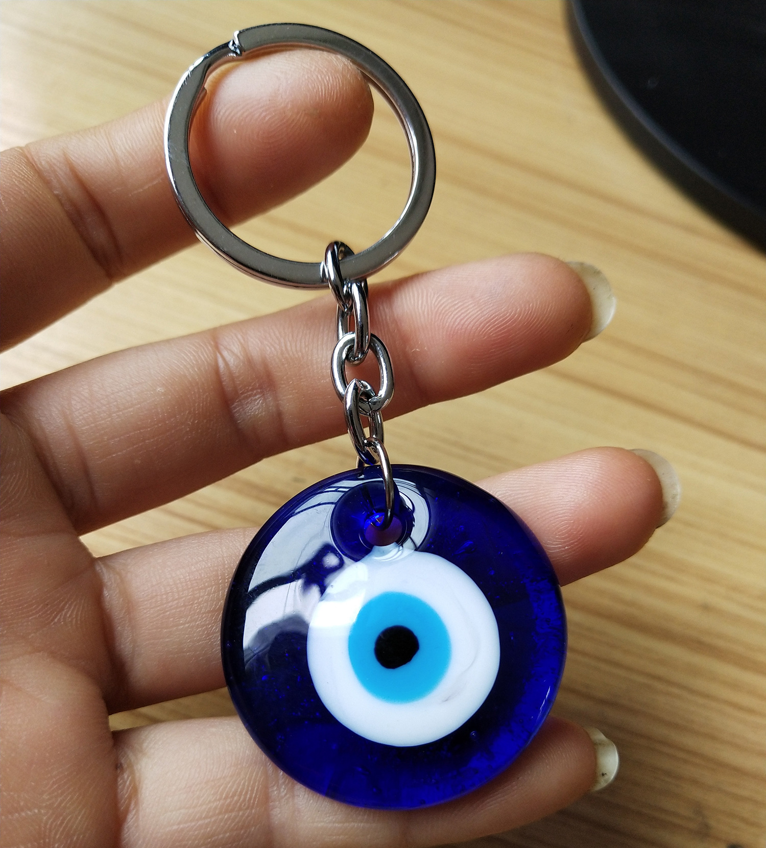Taille 25MM 30MM 35MM 40MM personnalisé émaillé bleu mauvais œil porte-clés pendentif mode turc yeux du diable porte-clés cadeau accessoires