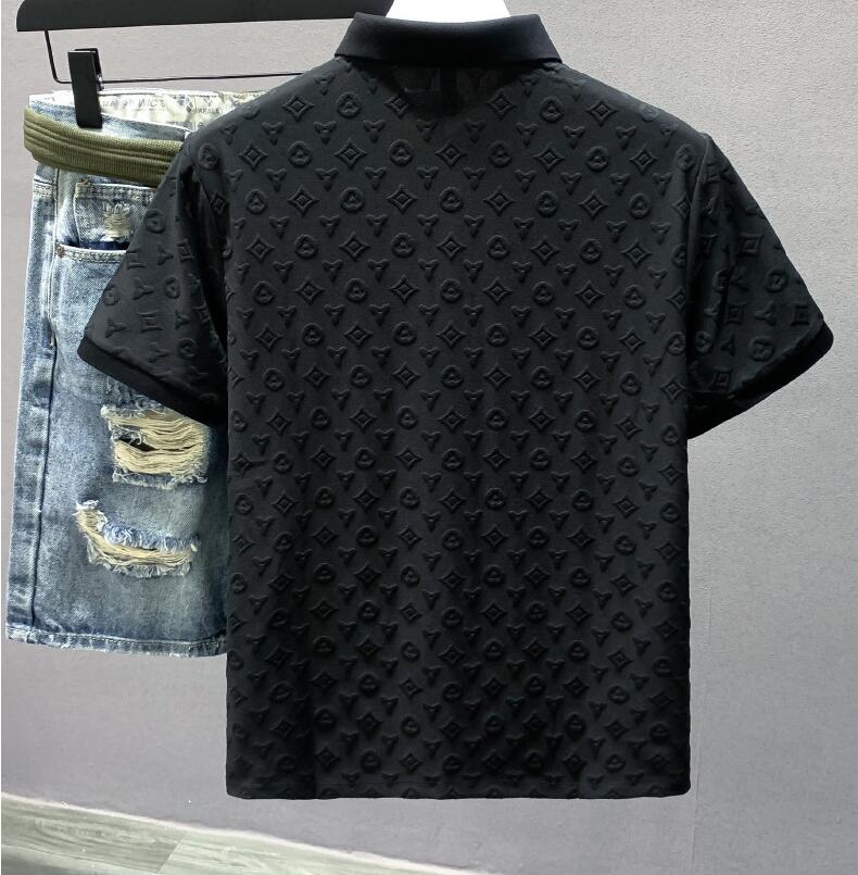 T-shirt polo ricamate con lettera da uomo di base alla moda, camicie da uomo con risvolto casual, top sportivi a maniche corte traspiranti primaverili