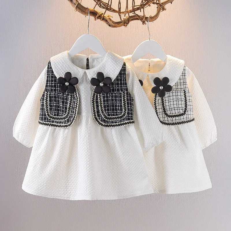 Robes de fille à la mode Chidren Robe fille + char top top coat élégant princesse robe fleur mariage fête pour enfants vêtements anniversaire vestime fille a974 24323