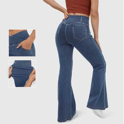 Jean moulant taille croisée, pantalon amincissant, élastique, levage des hanches, Style fille épicée, 2024