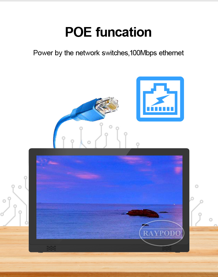 Raypodo 18 inch Wall Mount Android of Linux Tablet met PoE functie