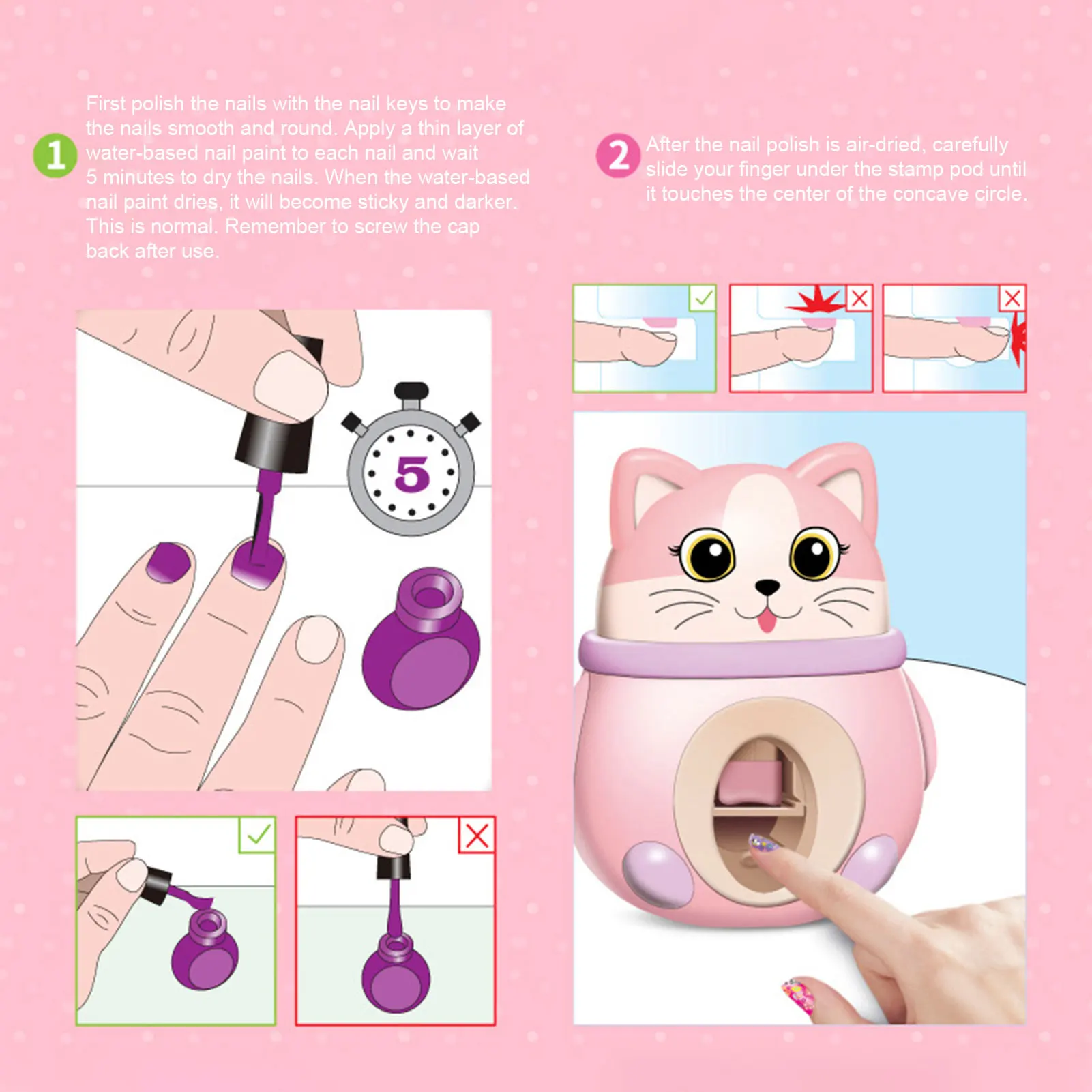 Guns Children's Manicure Set schattig diy manicure hine wasbare nagellakmeisje cosmetica doen alsof je nagelstamper kunstkit speelt