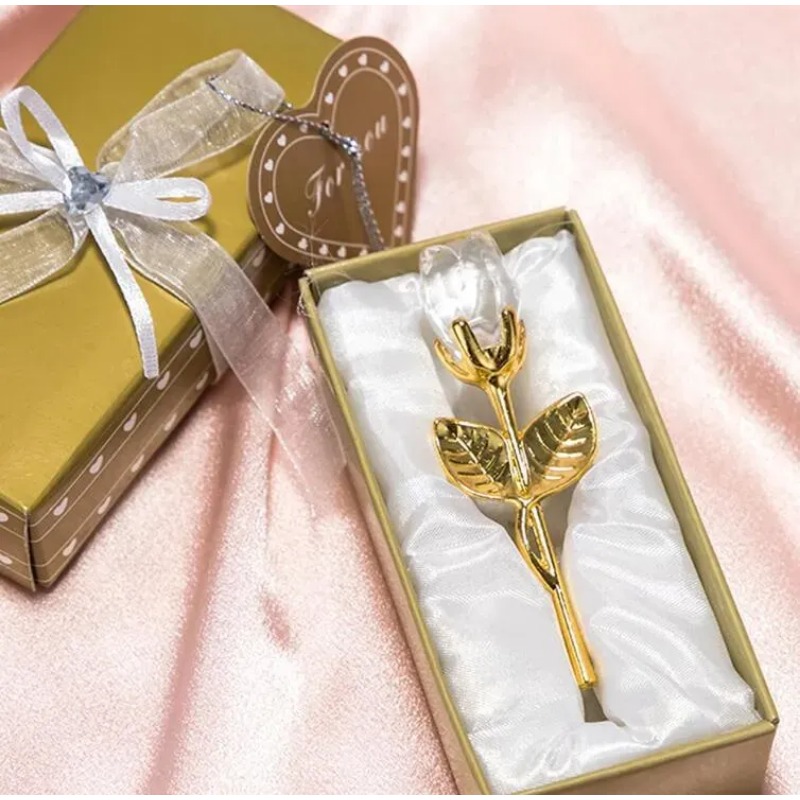 i regalo di San Valentino cristallo rosa fiore artificiale argento oro asta fiore rosa fidanzata regali di nozze gli ospiti