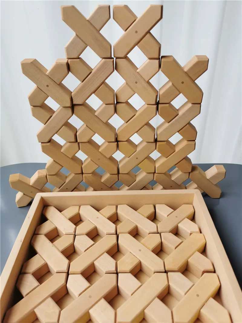 Tri nidification empilage jouets enfants grand jouet en bois en forme de X grille échelle pierre Cage vue à travers bricolage jeu créatif 24323