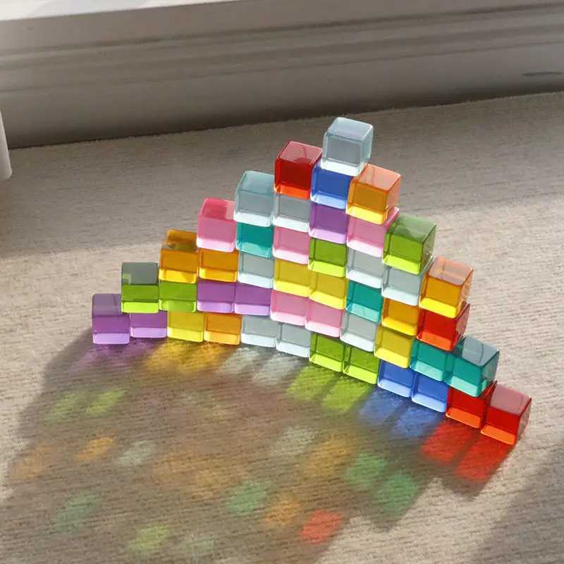 Tri Nesting Stacking Toys Acrylique Lucent Cube Building Block Transparent Empilés Jouets pour enfants Jeux d'intérieur et d'extérieur Éducation de la petite enfance 24323