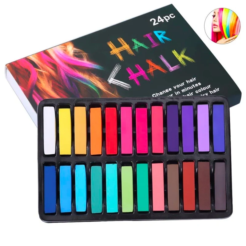 Color Temporary Crayons for Hair Nontoxic Hair Color Chalk Dye Pastels Stick DIY Styling Tools for Girls Kids Party Cosplay