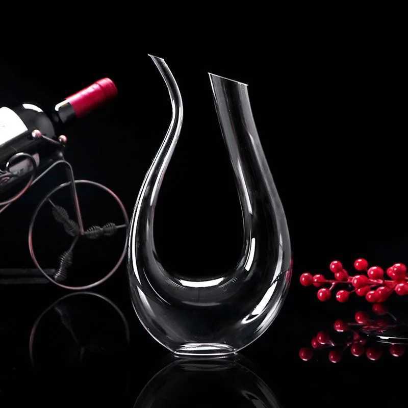 Çubuk Araçlar Kristal Şarap Dekanter Seti 1500ml Şarap Seperator Eğik Ağız Kişiselleştirilmiş Yaratıcı 1.5L Kırmızı Şarap Dekanter U-şekilli Swan Pot 240426