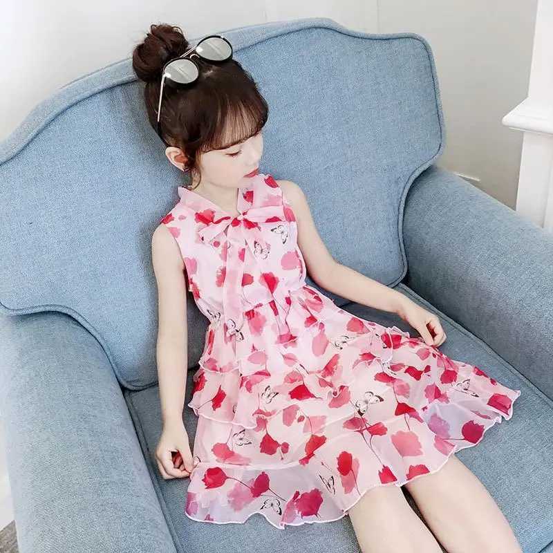 Mädchenkleider Mädchen-Sommerkleid, lässig, elegant, Netzstoff, 2 bis 12 Jahre alt, modisches Prinzessinnen-Partykleid für Kinder, Kinderkleidung, Chiffon-Kleid 24323