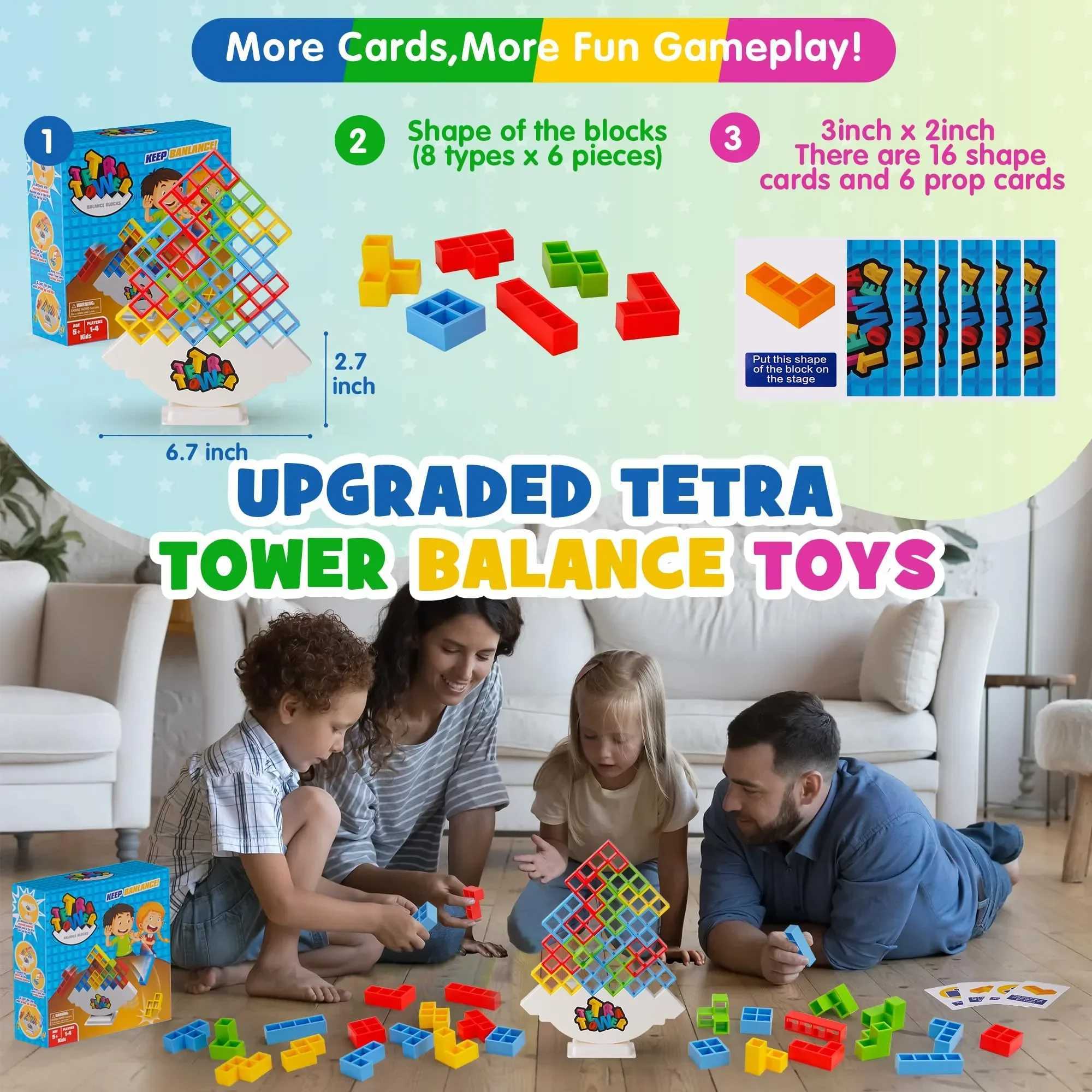 Ordinamento Nidificazione Giochi impilabili 48 Tetra Tower Fun Balance Stacked Block Giochi a scacchiera bambini e adulti Dormitorio di squadra Serate di gioco famiglie Feste 240323