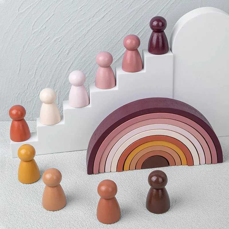 Sortegamento dei giocattoli impilanti giocattoli arcobaleno giocattolo creativo bambini in legno di equilibrio di costruzione Montessori puzzle Early Education 24323