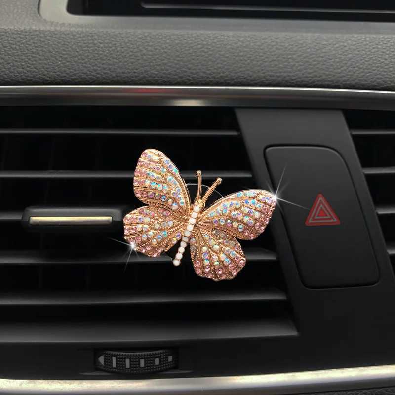 Car Air Freshener Butterfly car perfume clip color butterfly car air freshener perfume clip car decoration rhinestone accessories 24323