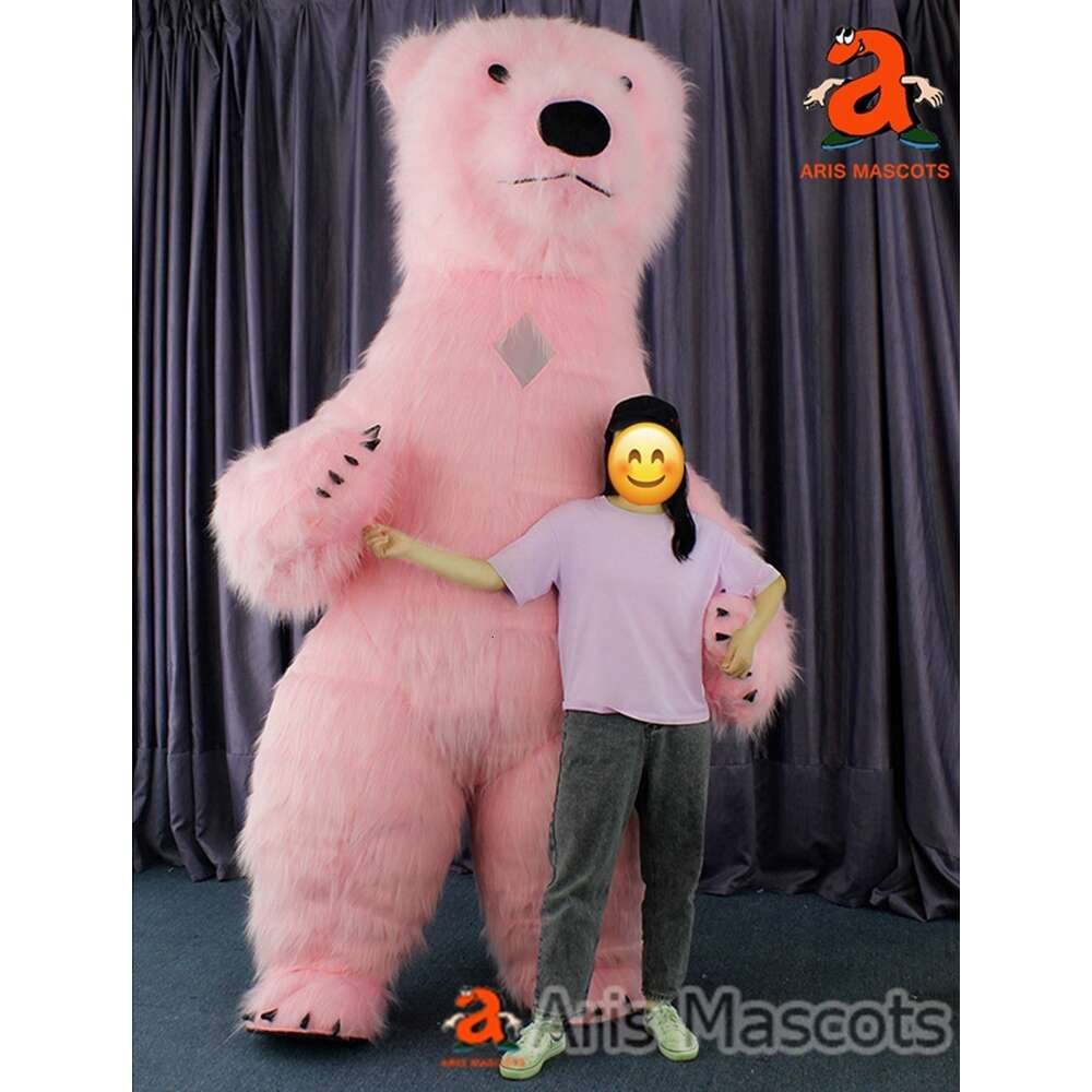 Costumi mascotte 2,6 m Simpatico costume da orso polare rosa Iatable adulti Costume da mascotte in pelliccia tutto il corpo intrattenimenti
