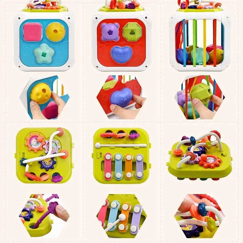 Sorting Nesting Stacking toys Montessori sensor toy baby activity cube shape sorting machine pull rope fine car training game stacking block 24323