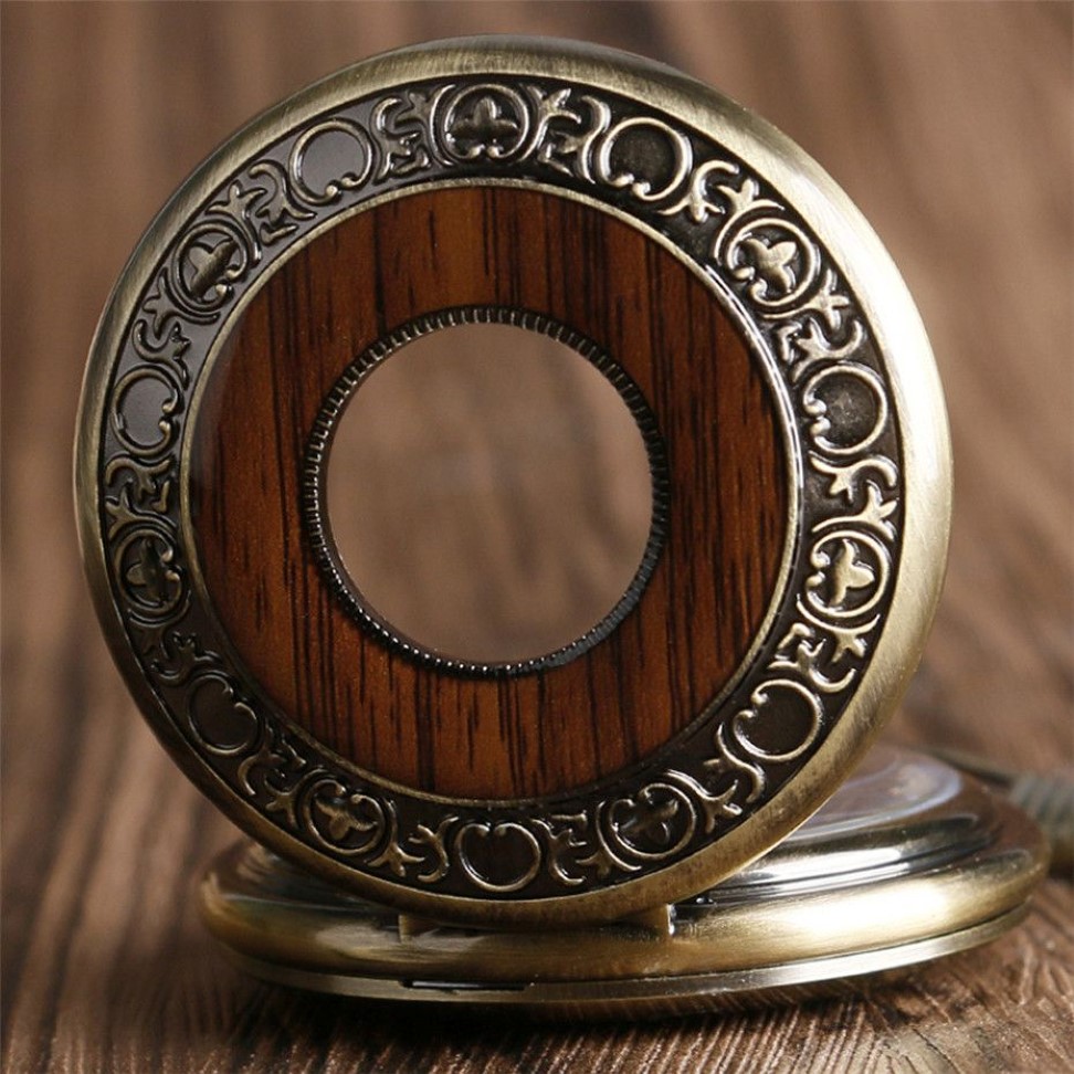 Vintage Watch Hand Winding Mechanical Pocket Watch Wood Design Half Retro Clock Gifts For Men Women Reloj12228