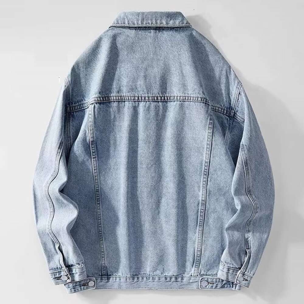 American High Street denimjacka, rufsad stilig vår och höstens avslappnade topp, mäns mångsidiga tvättade jacka