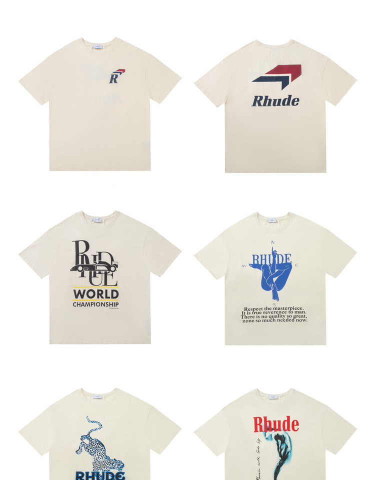Herren-T-Shirts, Designer-Sommer-T-Shirts, modische Freizeithemden, High-Street-Qualität, übergroße Liebhaber der amerikanischen Modemarke, bedruckt mit kurzen Ärmeln von YYZP RHUDE
