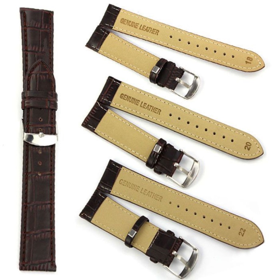 High Quality 18mm 20mm 22mm Genuine Leather Strap Steel Buckle Wrist Watch Band Black Brown Sweatband 217d