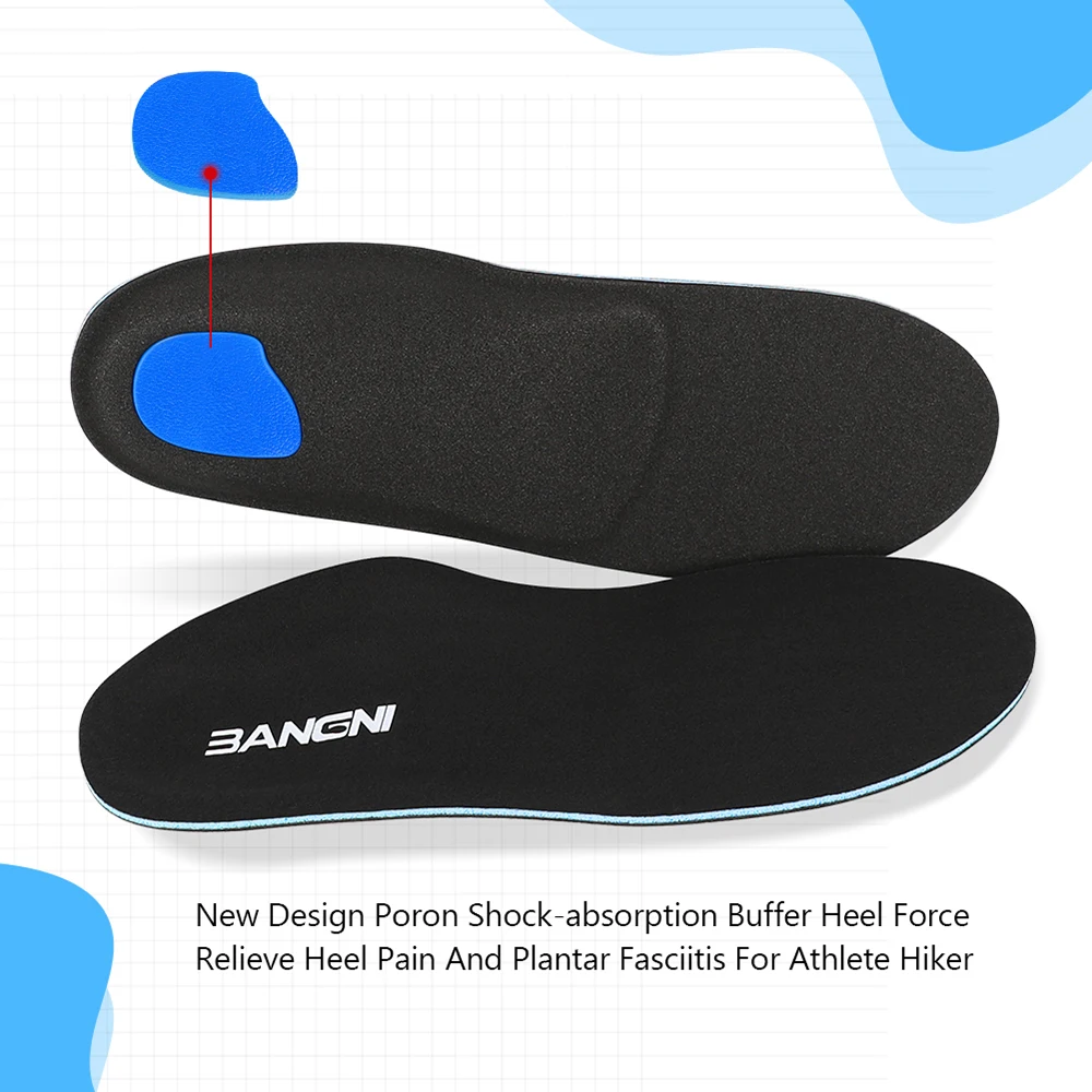 Tillbehör bangni ortopediska insolor båge Stöd Relieve Heel Pain Inserts Flat Foot Plantar Fasciitis Orthotic Shoe Pads for Men Women